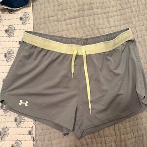 Under Armour Women's Gray Athletic Shorts with Lime Waist Tie